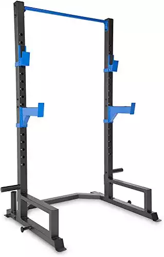 WF Athletic Supply Deluxe Power Cage avec grande capacité de poids, crochets en J et bras de sécurité pour spotter, rangement des plaques de poids olympiques et rangement de la barre.