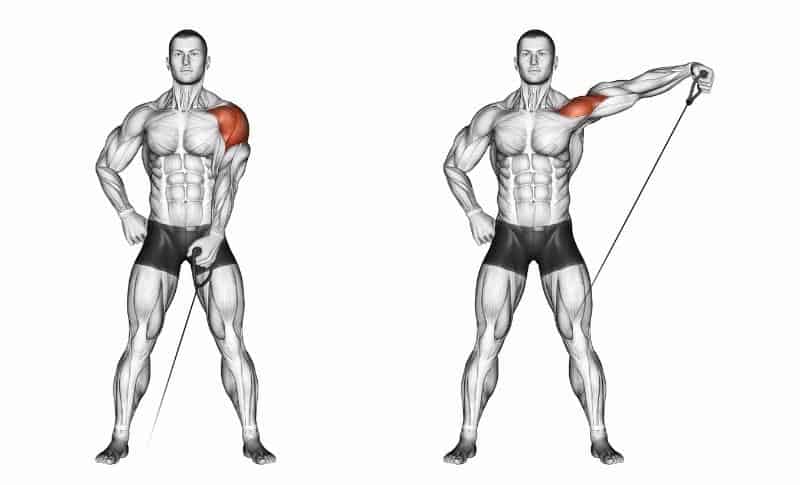 Meilleurs exercices pour les deltas latéraux - Relevés latéraux avec câble derrière le dos