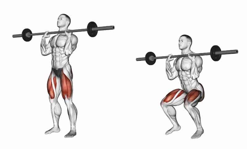 Meilleurs exercices pour le bas du corps - Squats avant avec haltères