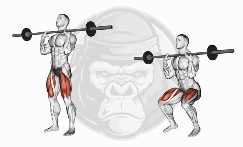 Meilleurs exercices avec barre de musculation - Squats avant