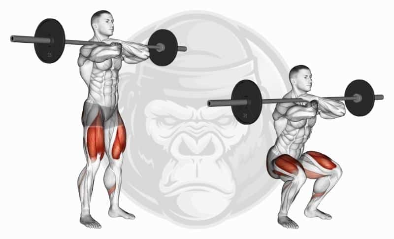 Meilleurs exercices pour les jambes - Squats avant avec haltères