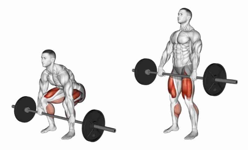 Les meilleurs exercices pour les trappes - Deadlifts avec haltères