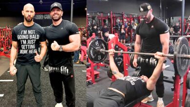 Bradley Martyn et Andrew Tate se poussent à travers Amrap Bench Press Challenge - Fitness Volt