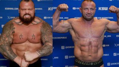 Eddie Hall et Mariusz Pudzianowski étape sur l'échelle avec plus de 600 lb combinés à KSW 105 pesées - Fitness Volt