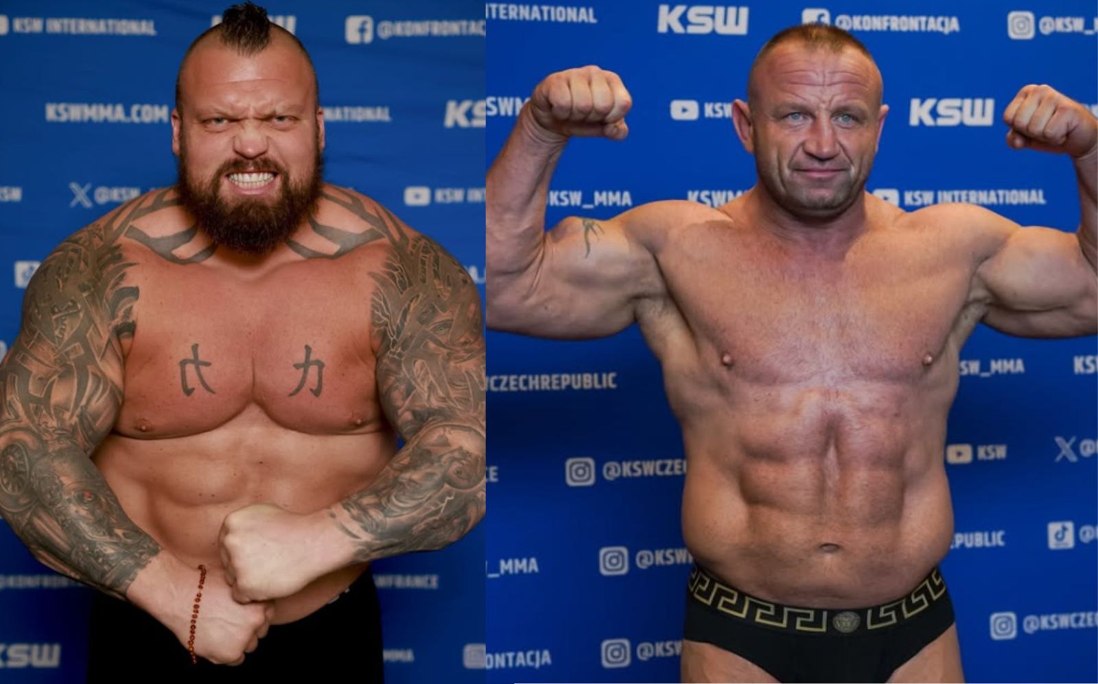 Eddie Hall et Mariusz Pudzianowski étape sur l'échelle avec plus de 600 lb combinés à KSW 105 pesées - Fitness Volt