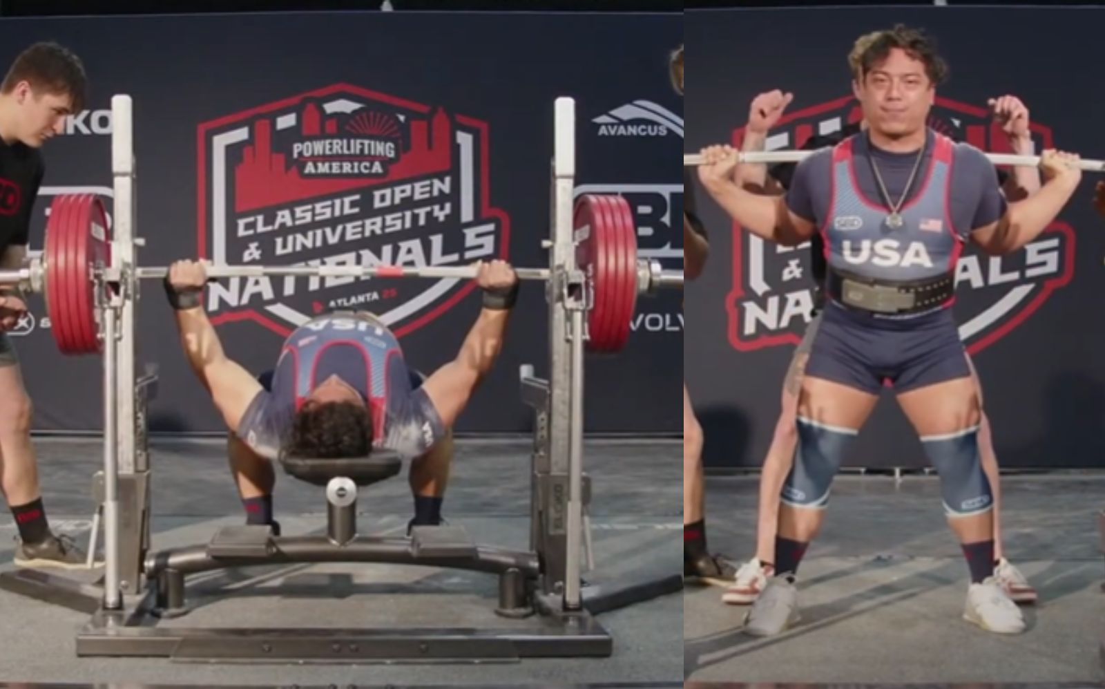 Jonathan Cayco (93 kg) Lands bruts 252 kg (555,5 lb) banc et 919,5 kg (2 027,1 lb) Américain et non officiel du monde IPF à 2025 AMP Nationals - Fitness Volt