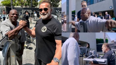 Les icônes de M. Olympia Arnold Schwarzenegger et Ronnie Coleman font équipe pour Delt et ARM Workout à Gold's Gym Venise - Fitness Volt