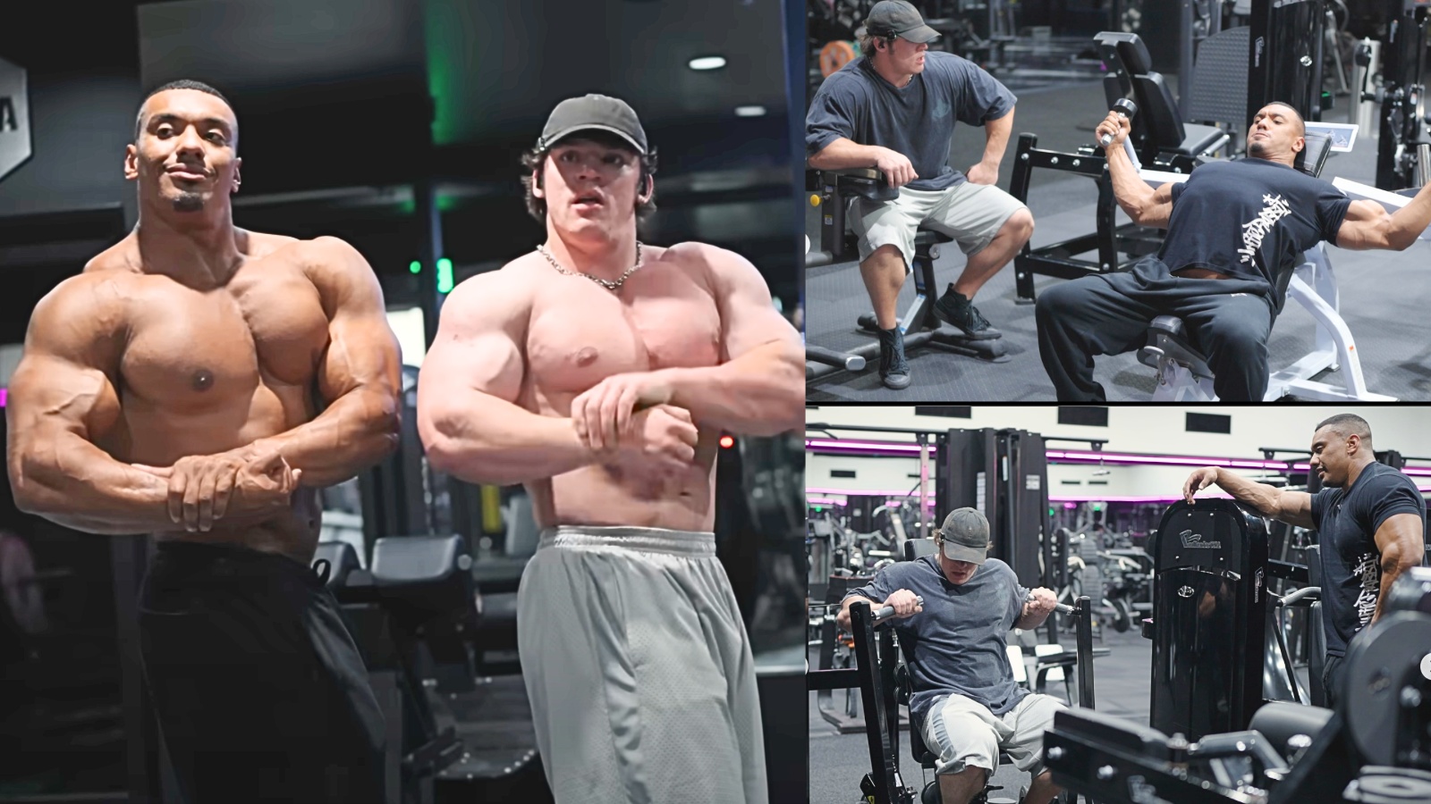 Les bodybuilders Sam Sulek et Larry Roues se réunissent pour une séance d'entraînement et de pose de poitrine lourde - Fitness Volt