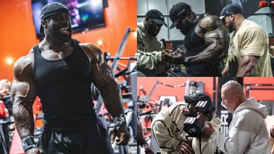 Samson Dauda attaque l'entraînement du bras superset avec Quinton Eriya & Andrea Presti 7 semaines à partir de 2025 M. Olympia - Fitness Volt